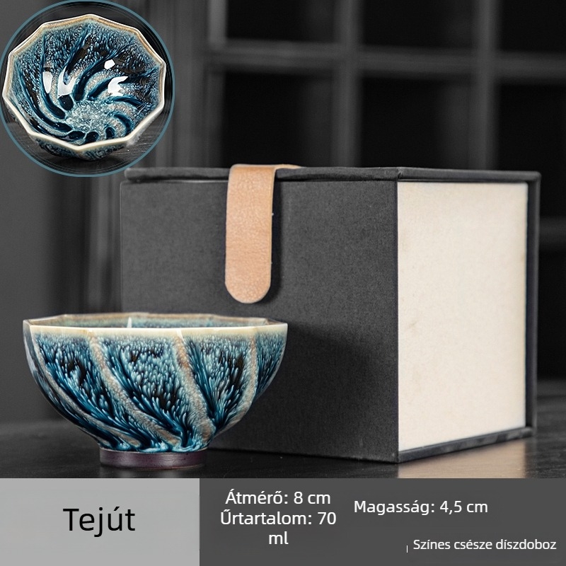 Jianzhan teáscsésze csillagfény-glazúrral, kerámia Kung-Fu tea készlet otthonra és üzleti ajándéknak