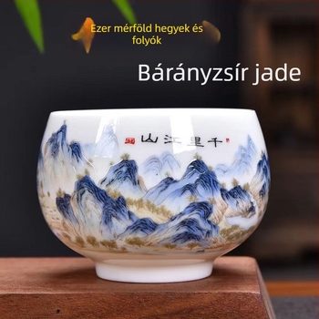 Dehua porcelán Gongfu teáscsésze – nagy Qianli Jiangshan teáscsésze, meditációs tál