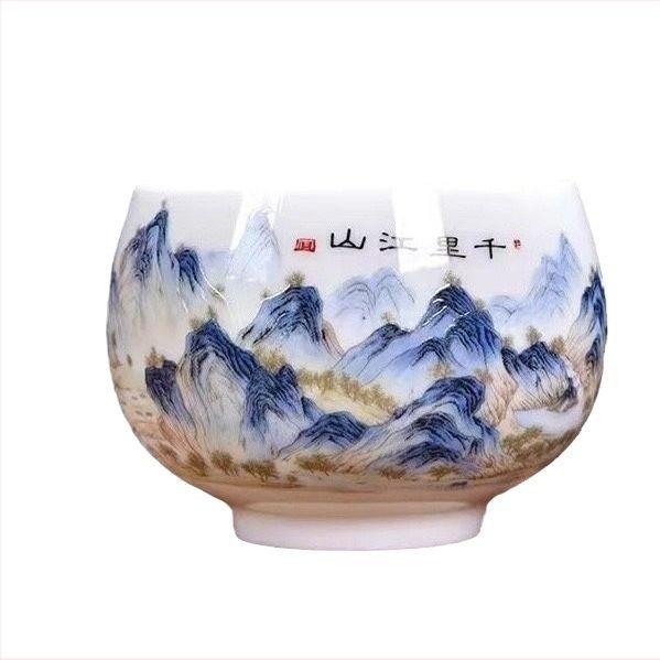 Dehua porcelán Gongfu teáscsésze – nagy Qianli Jiangshan teáscsésze, meditációs tál