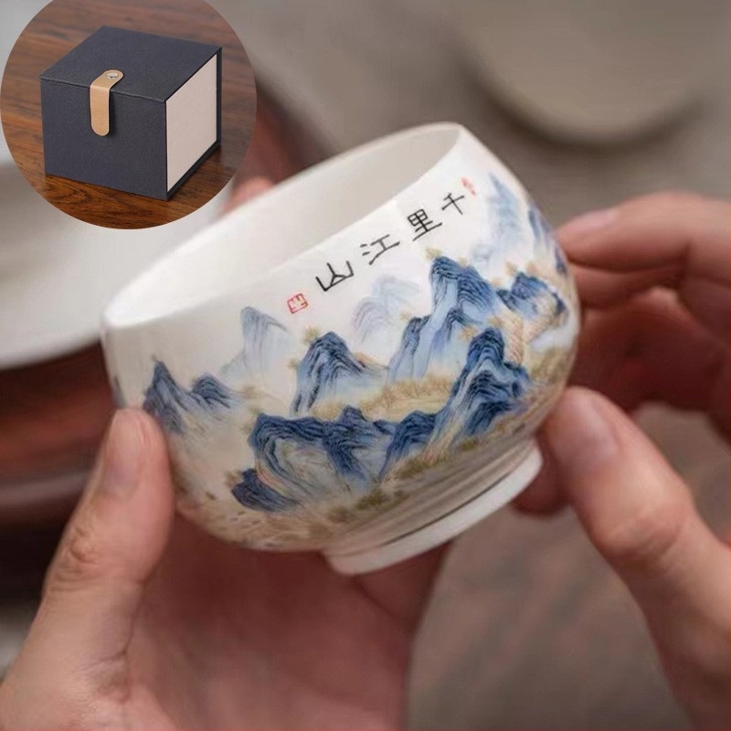 Dehua porcelán Gongfu teáscsésze – nagy Qianli Jiangshan teáscsésze, meditációs tál