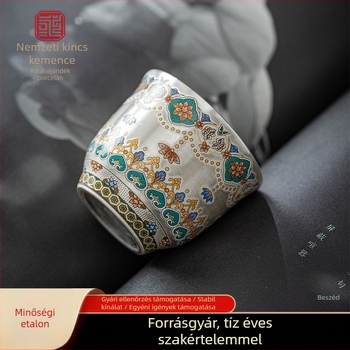 Dunhuang porcelán teáscsésze aranyozott ezüsttel, prémium kategóriás személyes használatra, kínai stílusú kung-fu teás eszköz, mesteri csésze