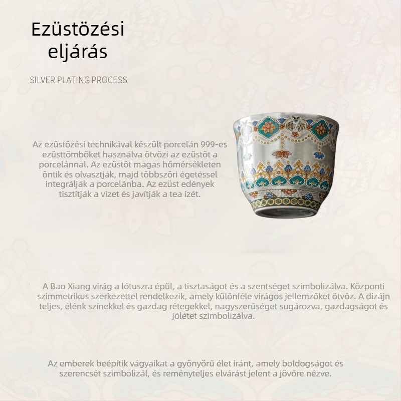 Dunhuang porcelán teáscsésze aranyozott ezüsttel, prémium kategóriás személyes használatra, kínai stílusú kung-fu teás eszköz, mesteri csésze