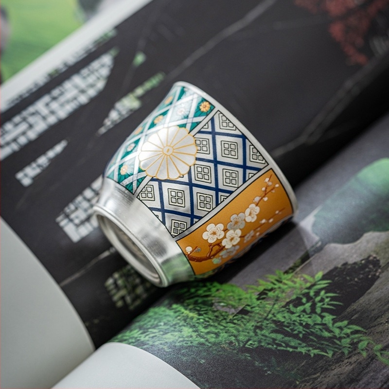 Dunhuang porcelán teáscsésze aranyozott ezüsttel, prémium kategóriás személyes használatra, kínai stílusú kung-fu teás eszköz, mesteri csésze