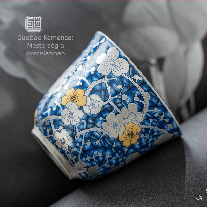 Dunhuang porcelán teáscsésze aranyozott ezüsttel, prémium kategóriás személyes használatra, kínai stílusú kung-fu teás eszköz, mesteri csésze