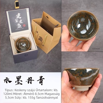 Kézzel készített Jianyang Jianzhan teáscsésze Ink Wash mintával, eredeti ásványi máz, teához