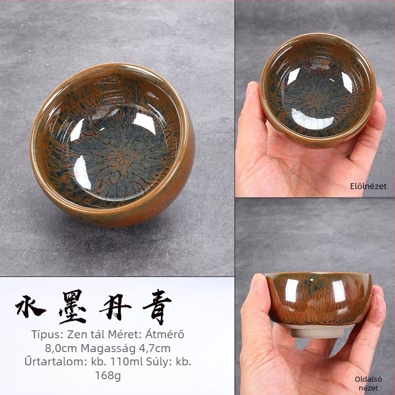 Kézzel készített Jianyang Jianzhan teáscsésze Ink Wash mintával, eredeti ásványi máz, teához