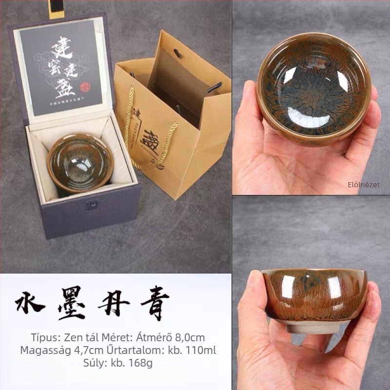 Kézzel készített Jianyang Jianzhan teáscsésze Ink Wash mintával, eredeti ásványi máz, teához