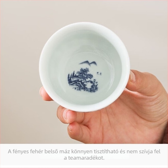 Kézzel festett kék-fehér porcelán teáscsésze, kínai stílusú Gongfu teázási eszköz, Lantingji Xu ihletése