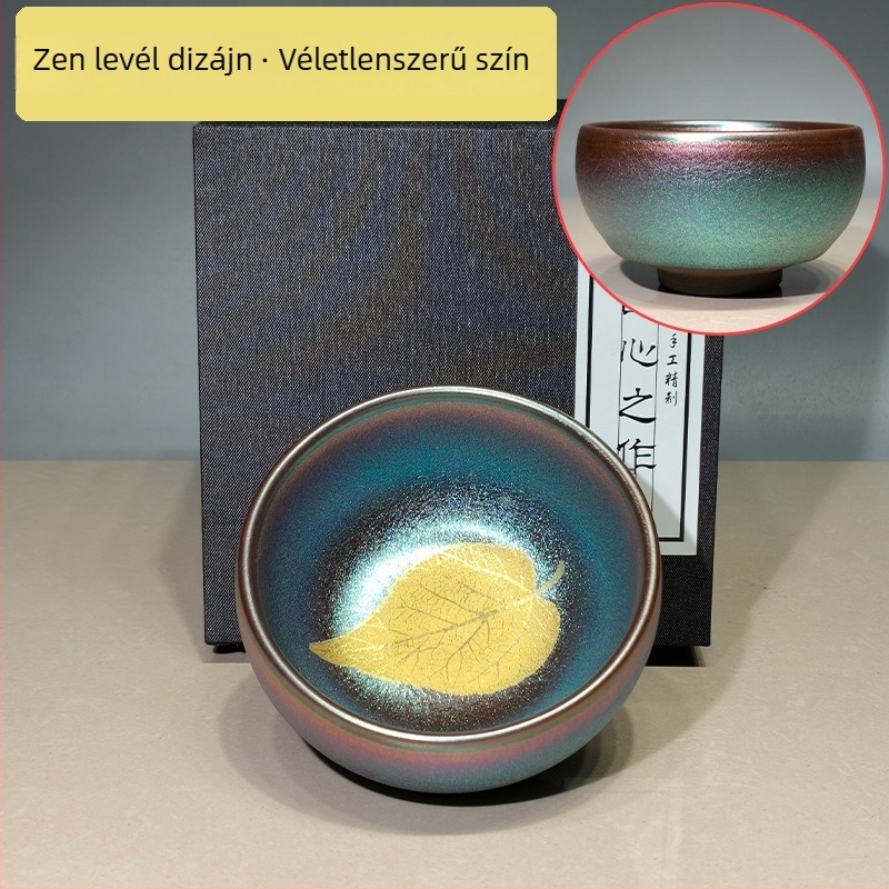 Jianyang Aurora teáscsésze készlet ajándékdobozban arany- és ezüst berakással
