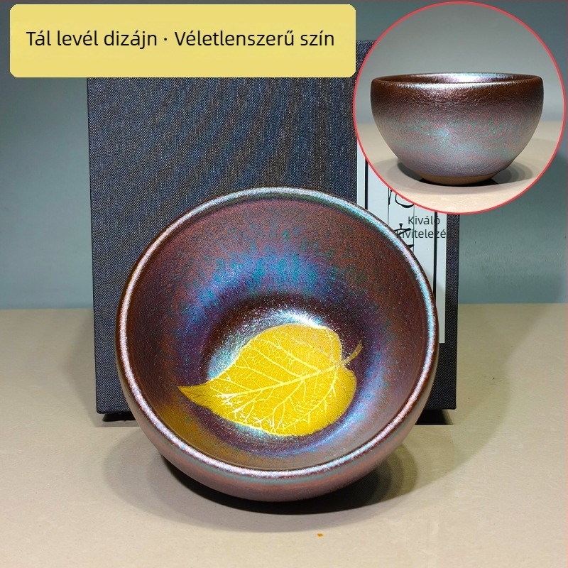Jianyang Aurora teáscsésze készlet ajándékdobozban arany- és ezüst berakással