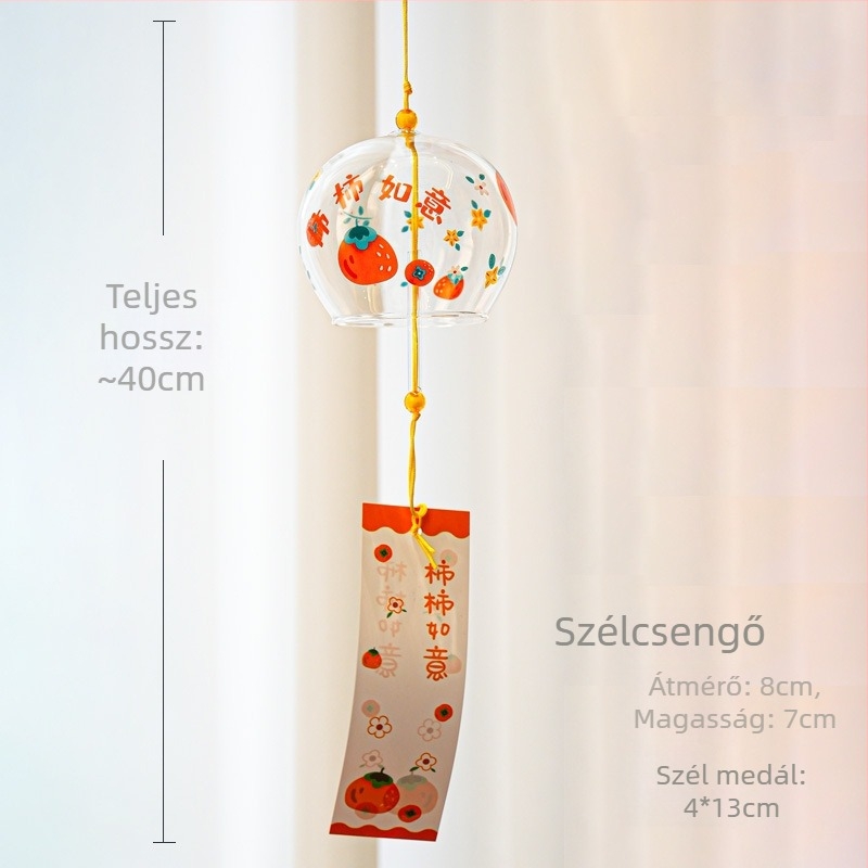 Japán stílusú üveg szélcsengő – hálószobai dekoráció, aranyos ajándék lányoknak