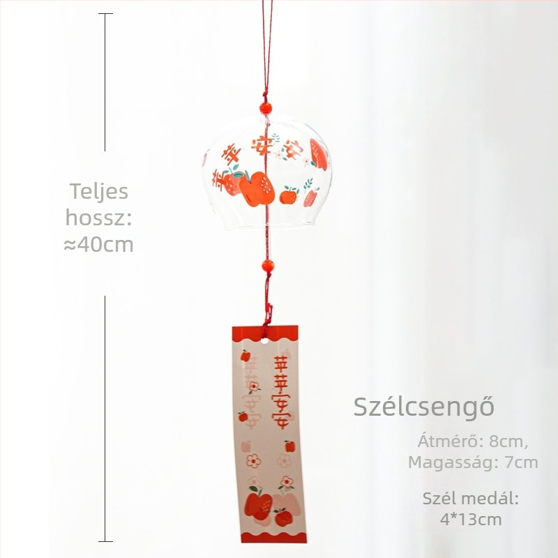 Japán stílusú üveg szélcsengő – hálószobai dekoráció, aranyos ajándék lányoknak