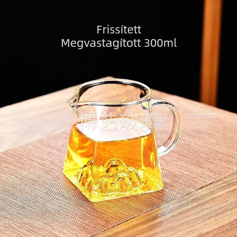 Átlátszó boroszilikát üvegből készült teás edény oldalsó fa fogantyúval, tea elválasztóval, nagy kapacitású Kung Fu teáskészlet
