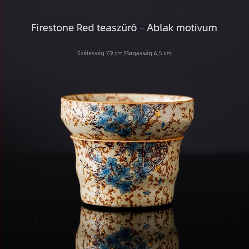Kerámiából készült teafilter beépített szűrővel és elválasztóval, otthoni használatra, kék-fehér porcelán ihletésű dizájn