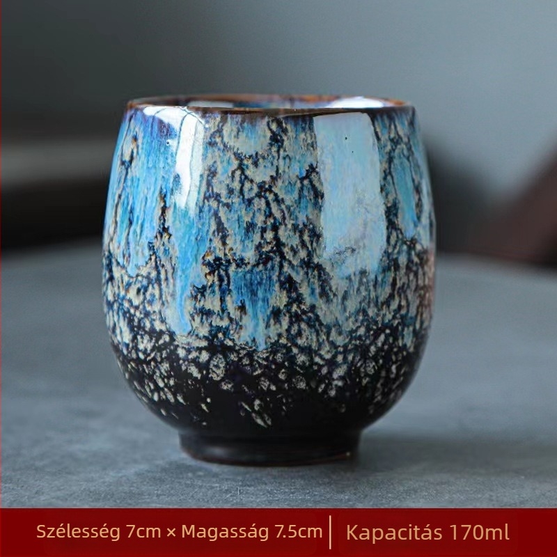 Kiln-variációjú Jian ware teáscsésze, sapka alakú kerámia, Gongfu tea szertartáshoz
