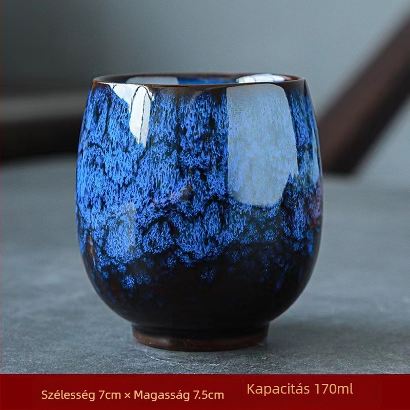 Kiln-variációjú Jian ware teáscsésze, sapka alakú kerámia, Gongfu tea szertartáshoz