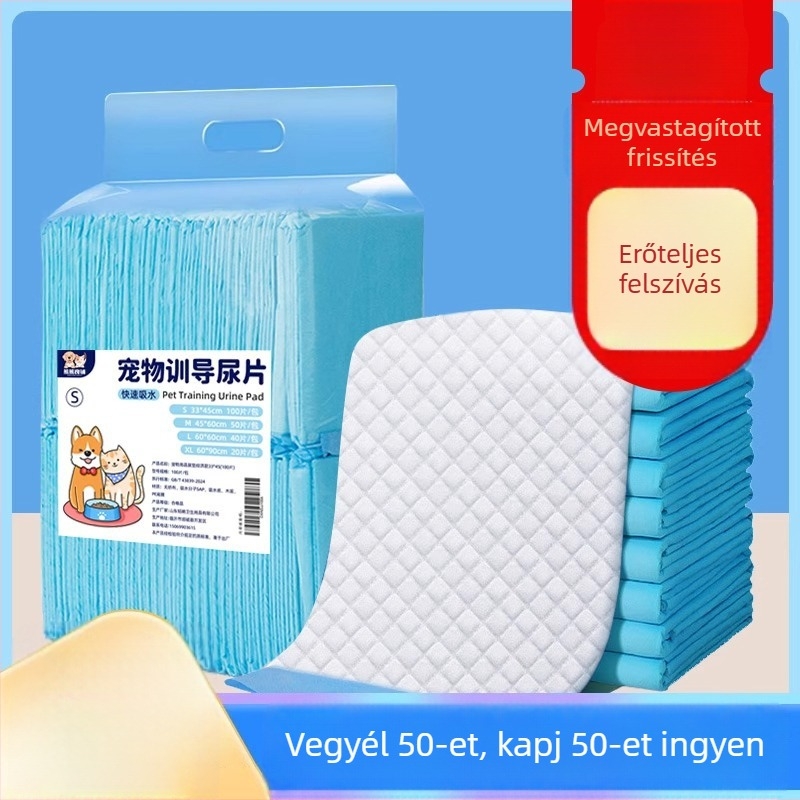 Eldobható vizeletpad háziállatoknak — vastagított, dezodorált, rendkívül nedvszívó; egyedi használatra; kutyáknak, macskáknak és nyulaknak