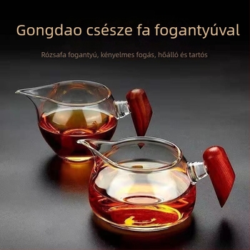 Hőálló boroszilikát üveg teáscsésze vastag oldalsó fogantyúval, rozsdamentes acél szűrővel és tea-víz elválasztó rendszerrel