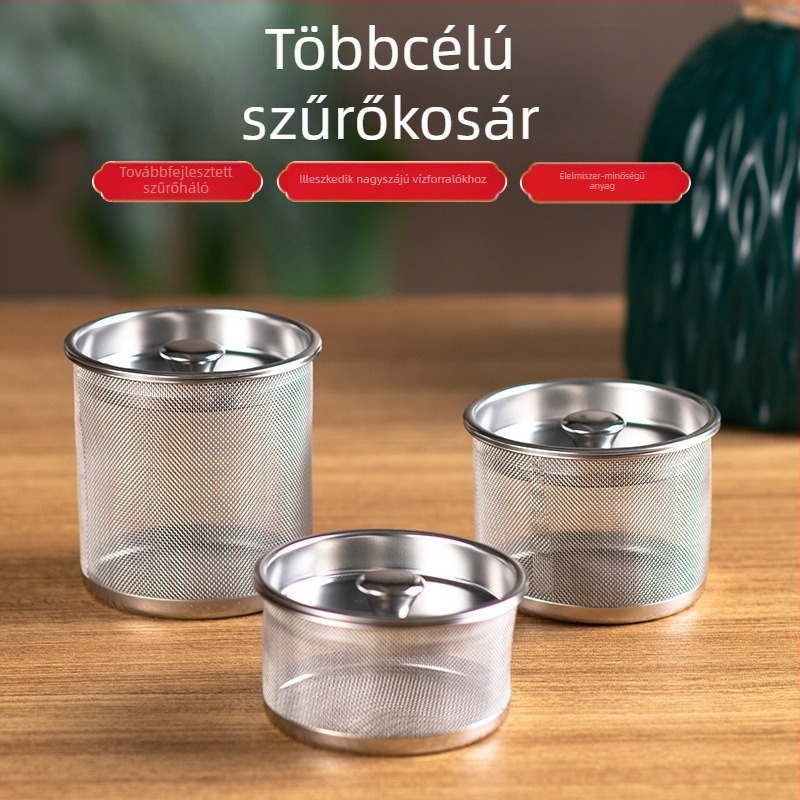 Rozsdamentes acél teáskészlet levélinfúzorral és teafilterrel