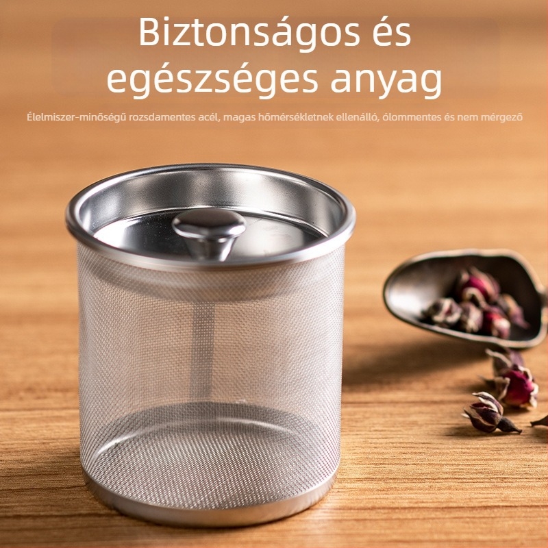 Rozsdamentes acél teáskészlet levélinfúzorral és teafilterrel