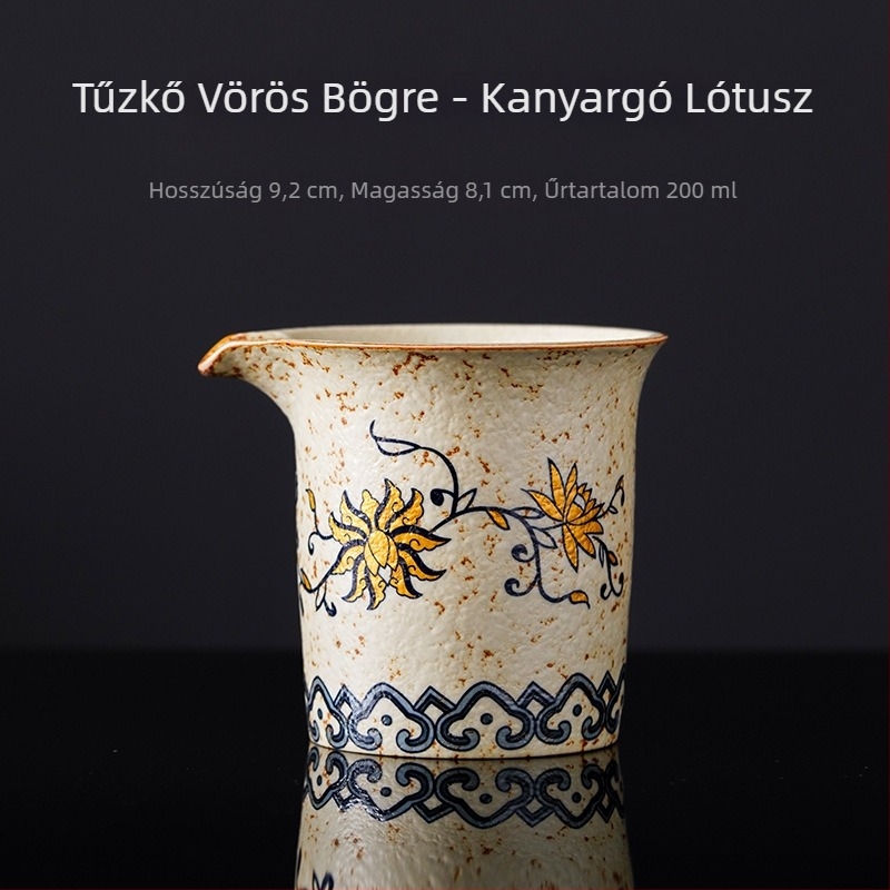 Kék-fehér porcelán Gongdao pohár vörös mázzal, teaadagoló és egyenlítő pohár, luxus otthoni teaceremónia készlet