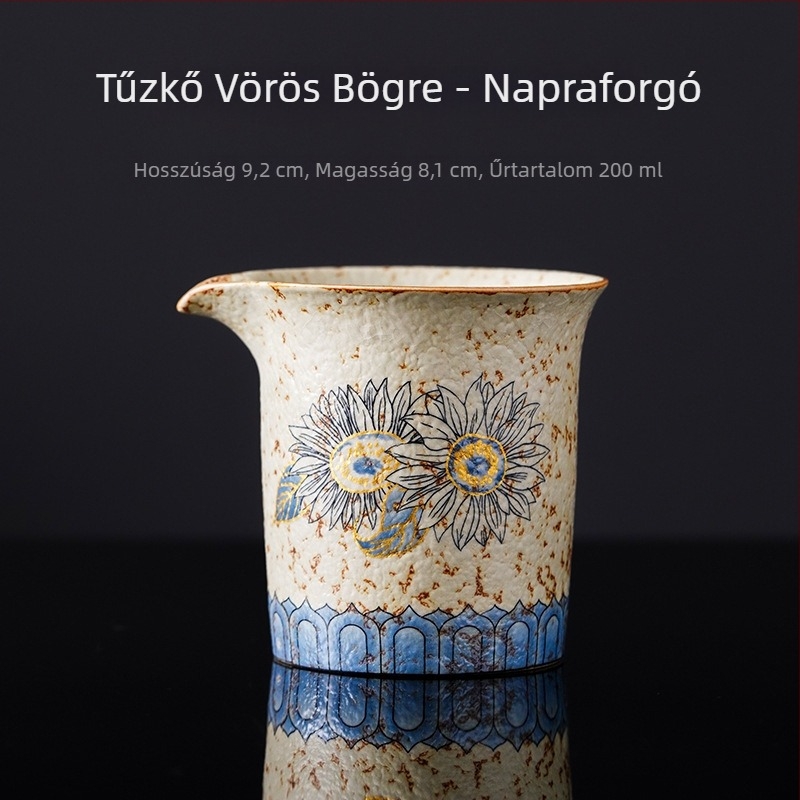 Kék-fehér porcelán Gongdao pohár vörös mázzal, teaadagoló és egyenlítő pohár, luxus otthoni teaceremónia készlet