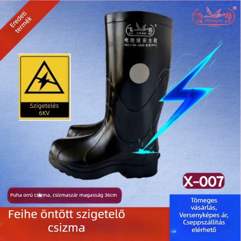 Feihe formázott 6 kV szigetelt gumi csizma, magas szárú, vízálló bányászathoz