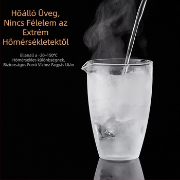 Vastag falú hőálló üvegből készült teás pohár, osztóval és átlátszó szájú pohárral — Kung Fu teáskiegészítő