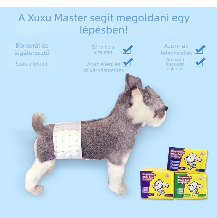 Shh Shh Master kutya pelenkák és vizelés alátétek nőstény kutyáknak, nadrágok inkontinenciára, 18 db/csomag