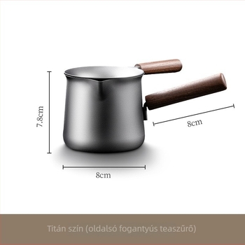 Titánium teáskészlet tiszta titán teáscsészével, teafilterrel és fa oldalsó fogantyúval, szabadtéri utazásokhoz