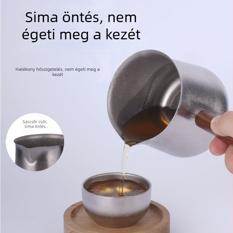 Titánium teáskészlet tiszta titán teáscsészével, teafilterrel és fa oldalsó fogantyúval, szabadtéri utazásokhoz