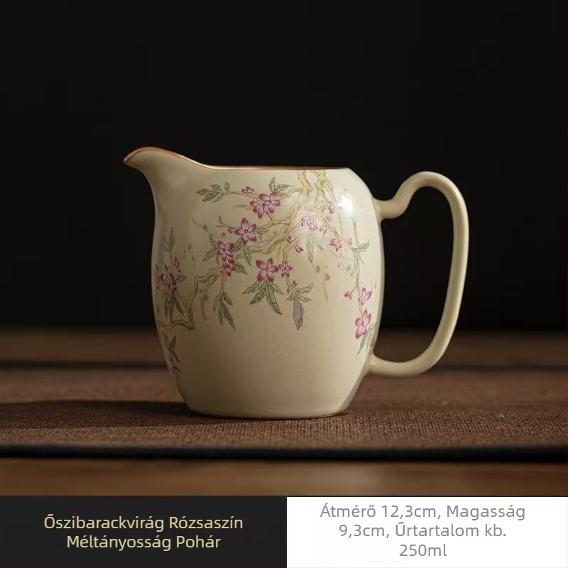 Beige Ru kiln Gongfu teáskészlet — kerámia teás készlet egyensúly pohárral, teás tálcával és tea szűrővel otthoni használatra