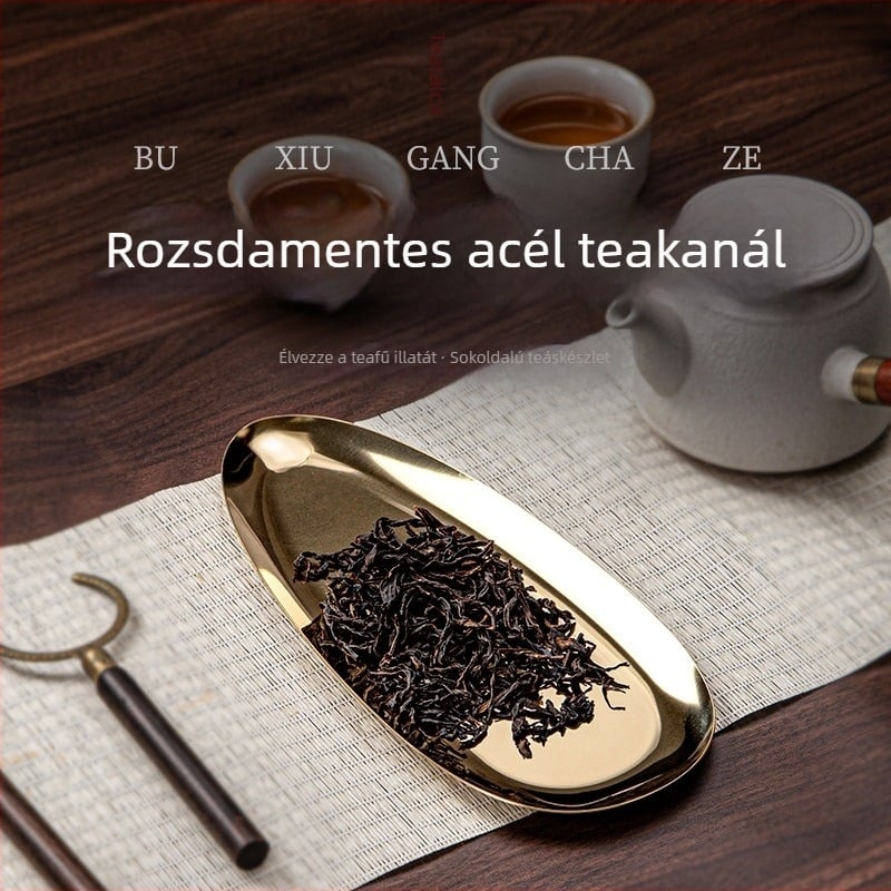 Rozsdamentes acél Gongfu tea ceremónia kiegészítő készlet: tealevél tálca, adagoló és felkészítő eszköz