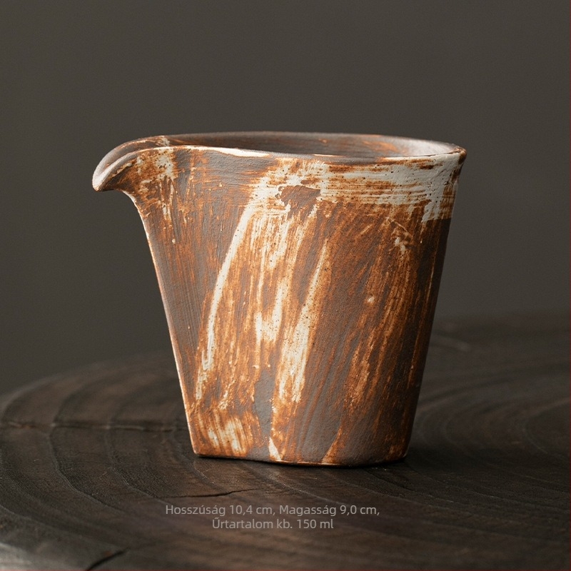 Japán stílusú wabi-sabi durva kerámia teáscsésze Gongfu tea szertartáshoz, készlet teás kancsóval és csepp alakú dekantérrel