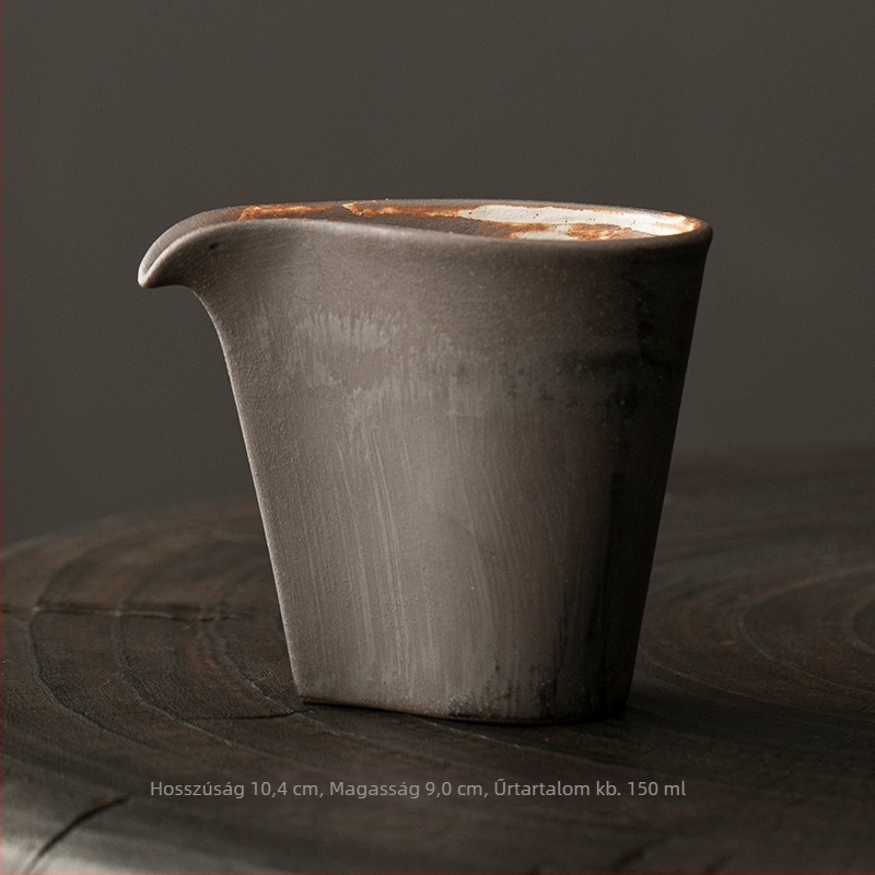 Japán stílusú wabi-sabi durva kerámia teáscsésze Gongfu tea szertartáshoz, készlet teás kancsóval és csepp alakú dekantérrel