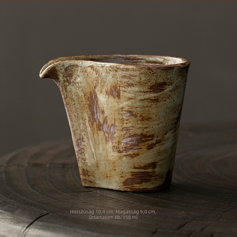 Japán stílusú wabi-sabi durva kerámia teáscsésze Gongfu tea szertartáshoz, készlet teás kancsóval és csepp alakú dekantérrel
