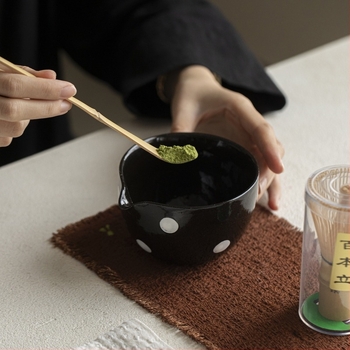 Japán stílusú matcha tál készlet bambusz habverővel, megosztó tál és teaceremónia kiegészítőkkel