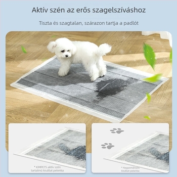 Aktív szénnel ellátott, vastagított vizeletpárnák háziállatok számára, dezodoráló, nedvszívó, 100 db