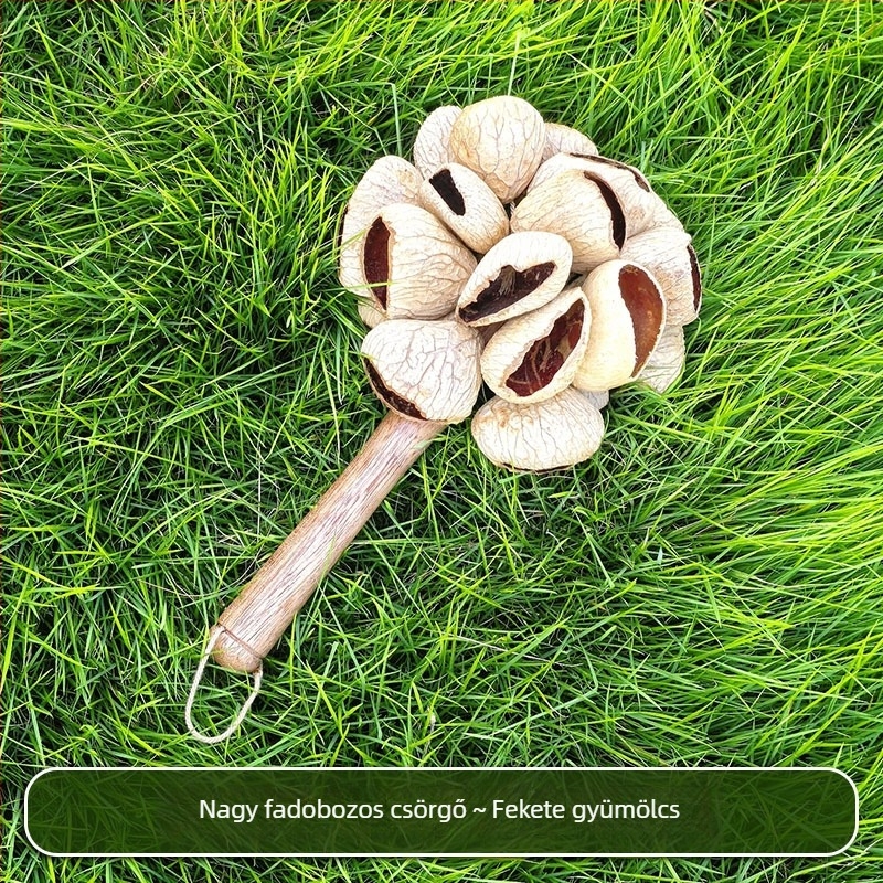 Fából készült harang fogantyúval, etnikus stílusú csörgő hangszer jóga és meditációhoz