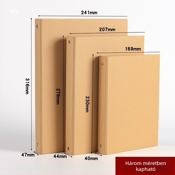 Egyszerű Kraftpapír iratrendező logóval, 3- vagy 4-lyukas, keményfedél, retro dokumentum mappa