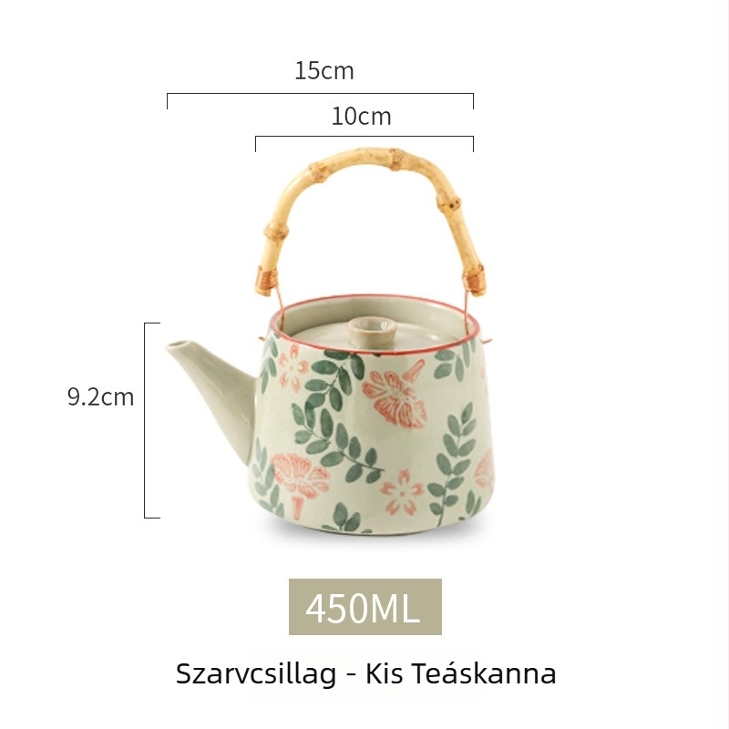 Japán stílusú teáskanna teával, retro kék-fehér kerámia teáskészlet kézzel festett felülettel