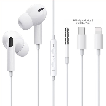 Vezetékes in-ear fülhallgató vezérléssel, Type-C digitális dekódolással, 3.5 mm AUX, Apple és Samsung készülékekhez