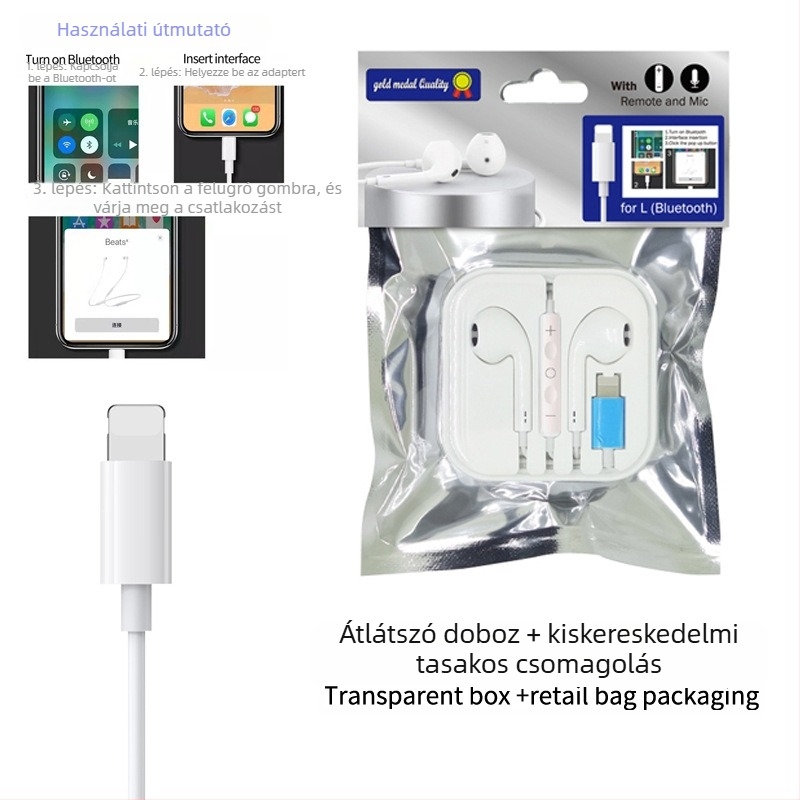 Vezetékes in-ear fülhallgató vezérléssel, Type-C digitális dekódolással, 3.5 mm AUX, Apple és Samsung készülékekhez