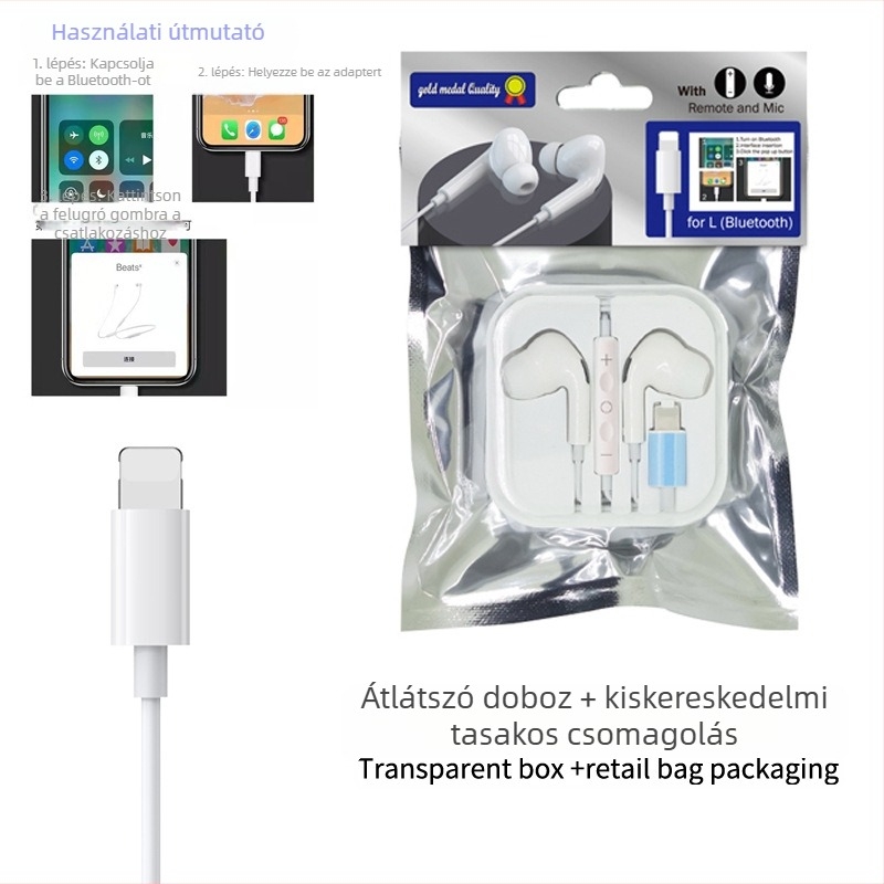 Vezetékes in-ear fülhallgató vezérléssel, Type-C digitális dekódolással, 3.5 mm AUX, Apple és Samsung készülékekhez