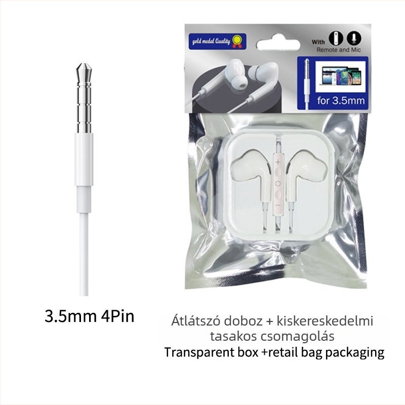 Vezetékes in-ear fülhallgató vezérléssel, Type-C digitális dekódolással, 3.5 mm AUX, Apple és Samsung készülékekhez