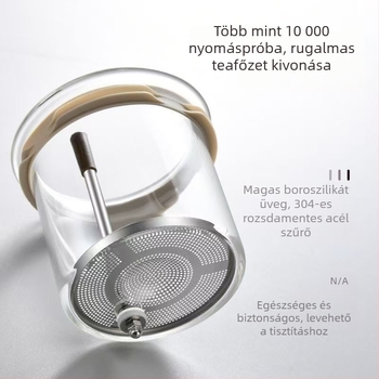 Új elegáns, hőálló üveg teáskanna egy gombnyomásra elválasztja a teát a víztől – otthoni teás készlet