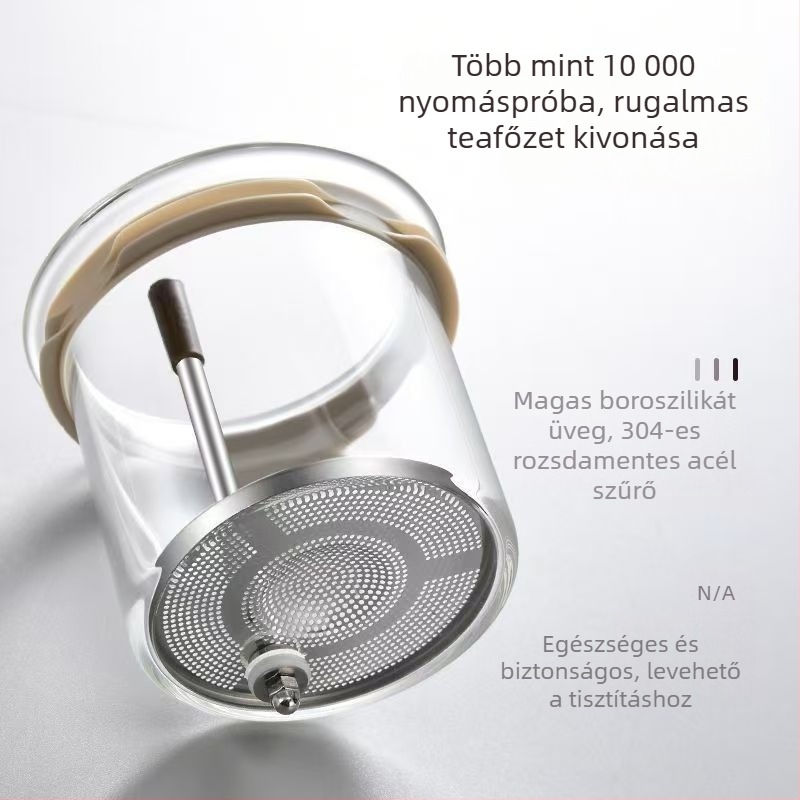 Új elegáns, hőálló üveg teáskanna egy gombnyomásra elválasztja a teát a víztől – otthoni teás készlet