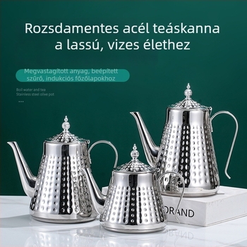 Erősített rozsdamentes acél teáskanna szűrővel, indukciós tűzhelyekhez, nagy kapacitás, könnyed luxus stílus, tea infúzióhoz
