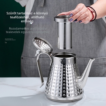 Erősített rozsdamentes acél teáskanna szűrővel, indukciós tűzhelyekhez, nagy kapacitás, könnyed luxus stílus, tea infúzióhoz