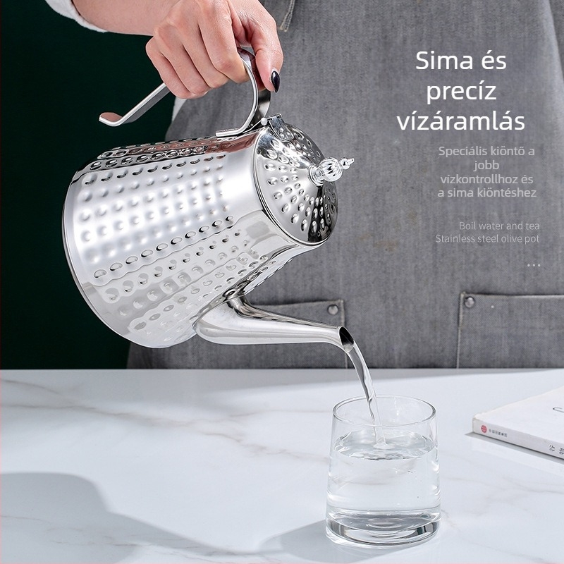 Erősített rozsdamentes acél teáskanna szűrővel, indukciós tűzhelyekhez, nagy kapacitás, könnyed luxus stílus, tea infúzióhoz